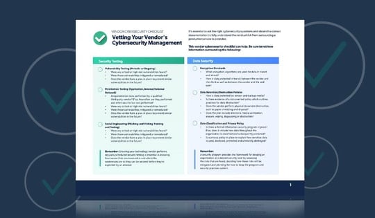 vendor cybersecurity checklist