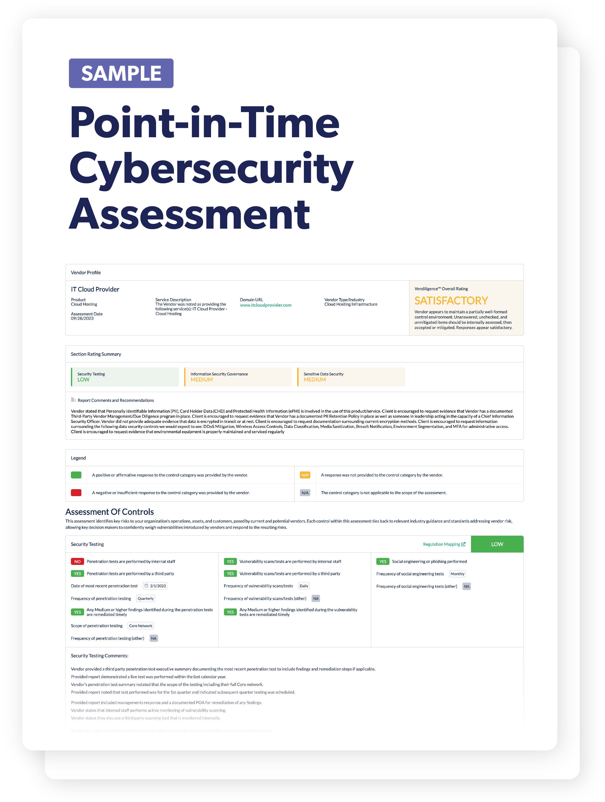 Point-in-Time Vendor Cybersecurity Assessment (CSA) | Venminder