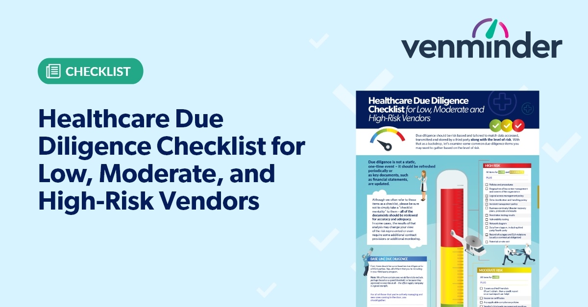 Healthcare Due Diligence Checklist for Low, Moderate and HighRisk Vendors