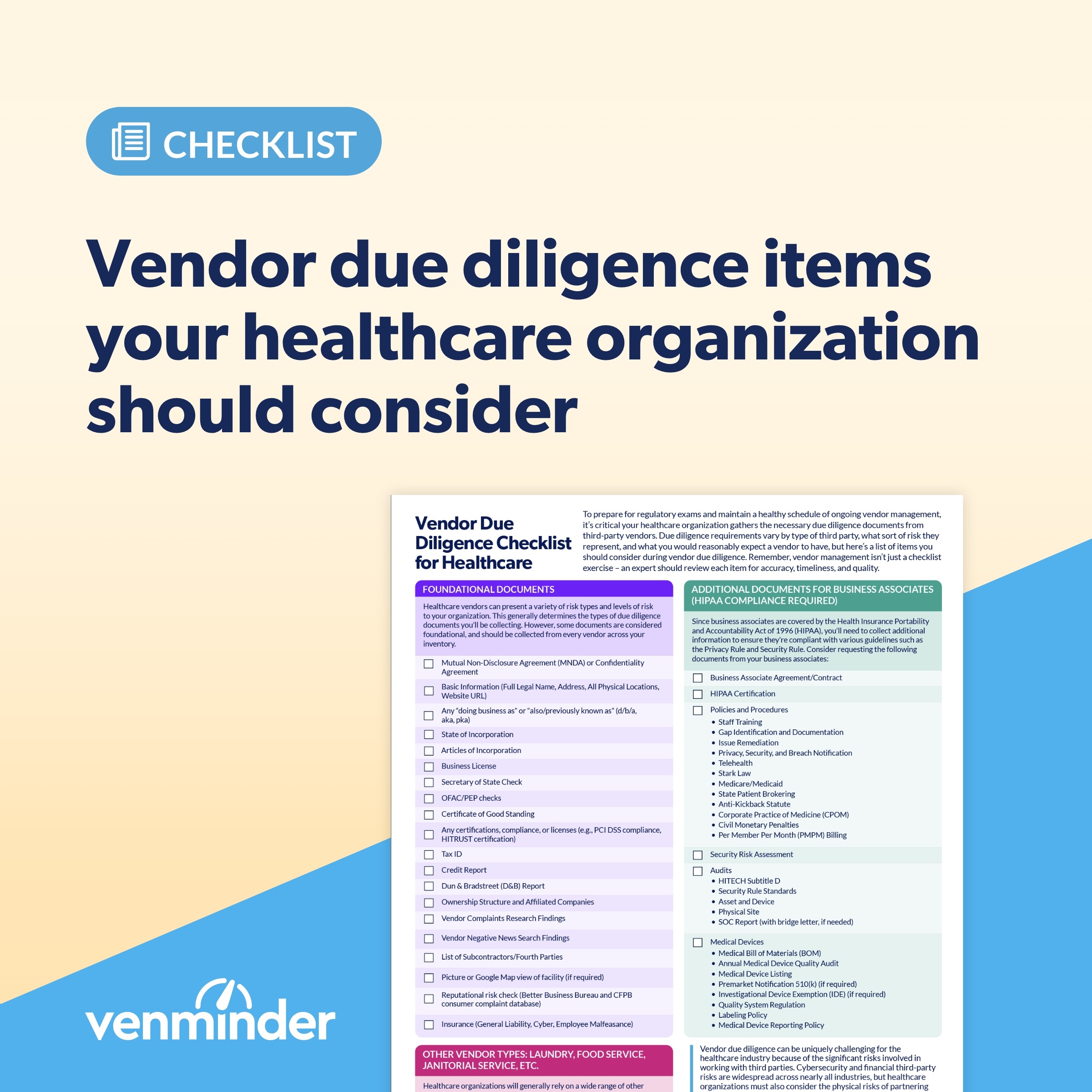 Vendor Due Diligence for Healthcare